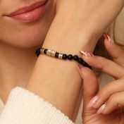 Cross Women Name Bracelet With Black Onyx Stones [10 Karat Gold]