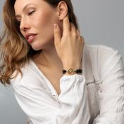 Black Onyx Map Bracelet [14 Karat Gold]