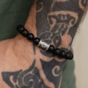 Bracelet Onyx Noir avec Boussole pour Homme