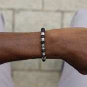 Hamsa Men Name Bracelet with Black Onyx Stones