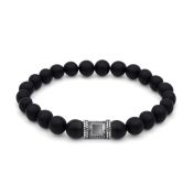 Herrenarmband aus schwarzem Onyx mit Nano-Bibel [Sterlingsilber]