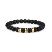  Black Onyx Men Name Bracelet with 0.20 ct Black Diamonds [18K Gold Vermeil]