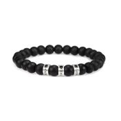  Black Onyx Men Name Bracelet with 0.20 ct Black Diamonds [Sterling Silver]