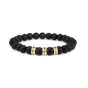 Black Onyx Men Name Bracelet with Diamonds [18K Gold Vermeil]