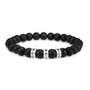 Namensarmband für Herren aus schwarzem Onyx mit Diamanten 