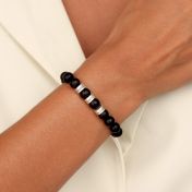 Zwarte Onyx Naam Armband voor Vrouwen - Sterling Zilver