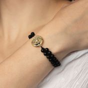 Bracelet Onyx Noir Silhouette Carte [Vermeil 18ct]