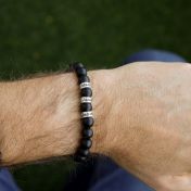 Serene Zwarte Steen Mannen Naam Armband