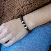 Armband aus schwarzem Onyx mit Gravur für Damen [Sterlingsilber]