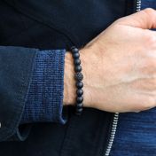 Mannen Onyx Armband met Zwart Kristal Pavé