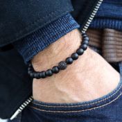 Men Onyx Bracelet with Black Crystal Pave