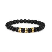 Black Onyx Engraved Spheres Bracelet for Women [18K Gold Vermeil]
