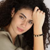 Bracelet Onyx Noir Prénom avec Cristaux pour Femme [Plaqué Or 18ct]