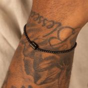 Engraved Bar Box Chain Bracelet for Men - Dark Chain