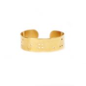 Wide Inspiration Braille Cuff - 14k Gold Plated