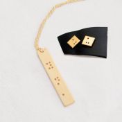 Die Regel der drei Braille Halskette [14K Vergoldet]