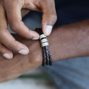 Men Engraved Bracelet - Genuine Leather bracelet - cool personal gift
