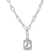 Cancer Necklace - Zodiac Sign with Paperclip Chain [Sterling Silver]
