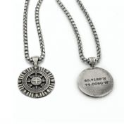 Captain's Wheel Necklace with Coordinates - Sterling Silver