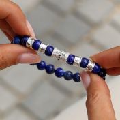 Diamond Cross Bracelet With Lapis Lazuli Stones [Sterling Silver]