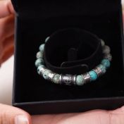 Family Tree Women Name Bracelet With Turquoise Stones [Sterling Silver]