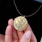 Precious Spot Engraved Map Necklace [14 Karat Gold]