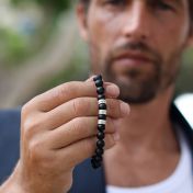 Schwarzes Namensarmband aus Onyx für Herren