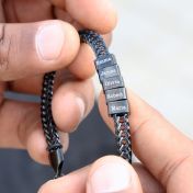 Engraved Braided Dark Chain Bracelet For Men