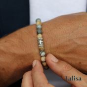 Kreuz Armband aus Picasso Jaspis - für Herren