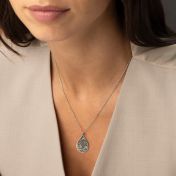 Cherished Spot Engraved Map Necklace [14 Karat White Gold]