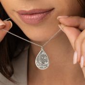 Cherished Spot Engraved Map Necklace [14 Karat White Gold]