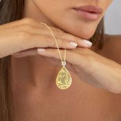 Cherished Spot Engraved Map Necklace with Diamond [14 Karat Gold]