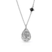 Geliebter Ort Gravierte Kartenkette mit Nano-Bibel [Sterlingsilber]