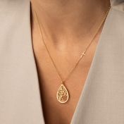 Cherished Spot Map Necklace with Sideways Cross [18K Gold Plated]