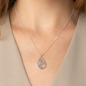 Cherished Spot Map Necklace with Sideways Cross [Sterling Silver]