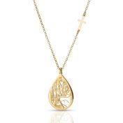 Cherished Spot Map Necklace with Sideways Cross [18K Gold Vermeil]