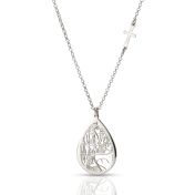 Cherished Spot Map Necklace with Sideways Cross [Sterling Silver]