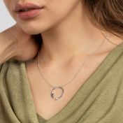 Mother's Heart Diamond Necklace with Birthstones [Sterling Silver]
