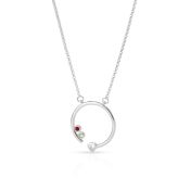 Mother's Heart Diamond Necklace with Birthstones [Sterling Silver]