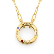 Big Family Circle Birthstone Necklace with Link Chain [18K Gold Vermeil]