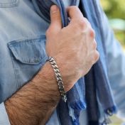 Men's Chain Bracelet in 925 Sterling Silver Curb Chain
