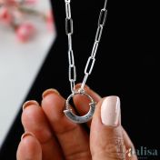 Amy Circle Link Chain Name Necklace [Sterling Silver]
