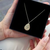 Cherished Spot Engraved Map Necklace [14 Karat Gold]