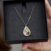 Cherished Spot Map Necklace with Sideways Cross [18K Gold Plated]