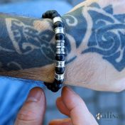 Kreuz Armband aus Onyx mit Gravur - für Herren