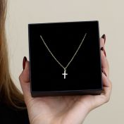 Crystal Cross Necklace [Gold Plated]