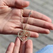 Ties of Heart Map Necklace with Sideways Cross [18K Gold Plated]