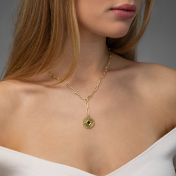 Personalisierte Kompass Halskette mit Nano Bibel [750er Gold Vermeil]