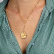 Compass Medallion Necklace with Coordinates [18K Gold Plated]