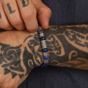 Bracelet Lapis Lazuli Prénom avec Boussole pour Homme 
